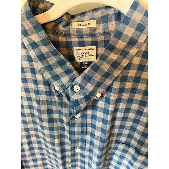 J Crew Long Sleeve Button Up Blue/Light Gray Men's Shirt‎ XXL - Picture 4 of 8
